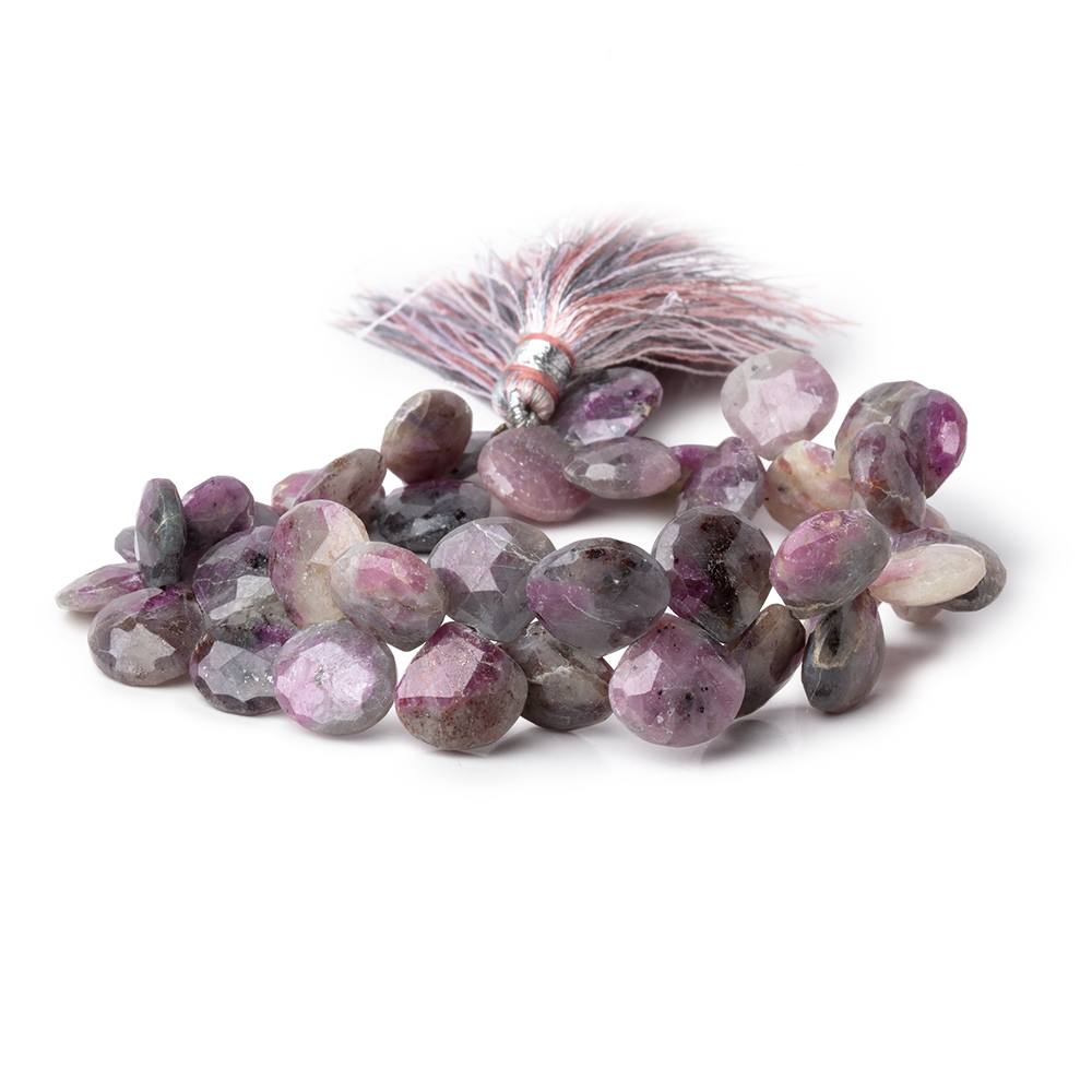 10-12mm Ruby in Marble Matrix Faceted Heart Beads 7 inch 38 pieces (ONLINE ORDER ONLY)