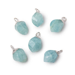 10-12mm Silver Leafed Aquamarine Twist Focal Pendant 1 piece (ONLINE ORDER ONLY)
