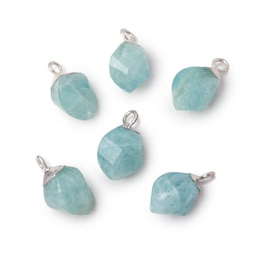 10-12mm Silver Leafed Aquamarine Twist Focal Pendant 1 piece (ONLINE ORDER ONLY)