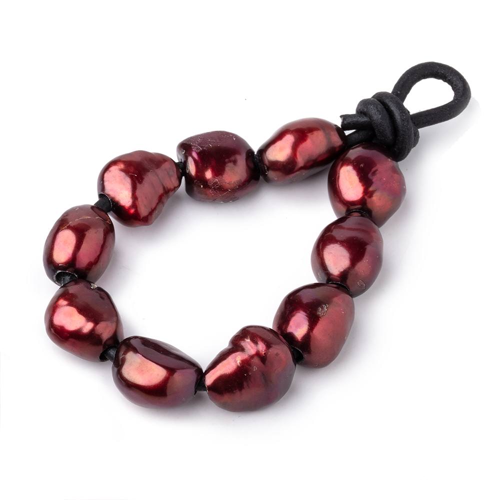 10-12mm Wine Red Large Hole Baroque Pearls Set of 10 (ONLINE ORDER ONLY)