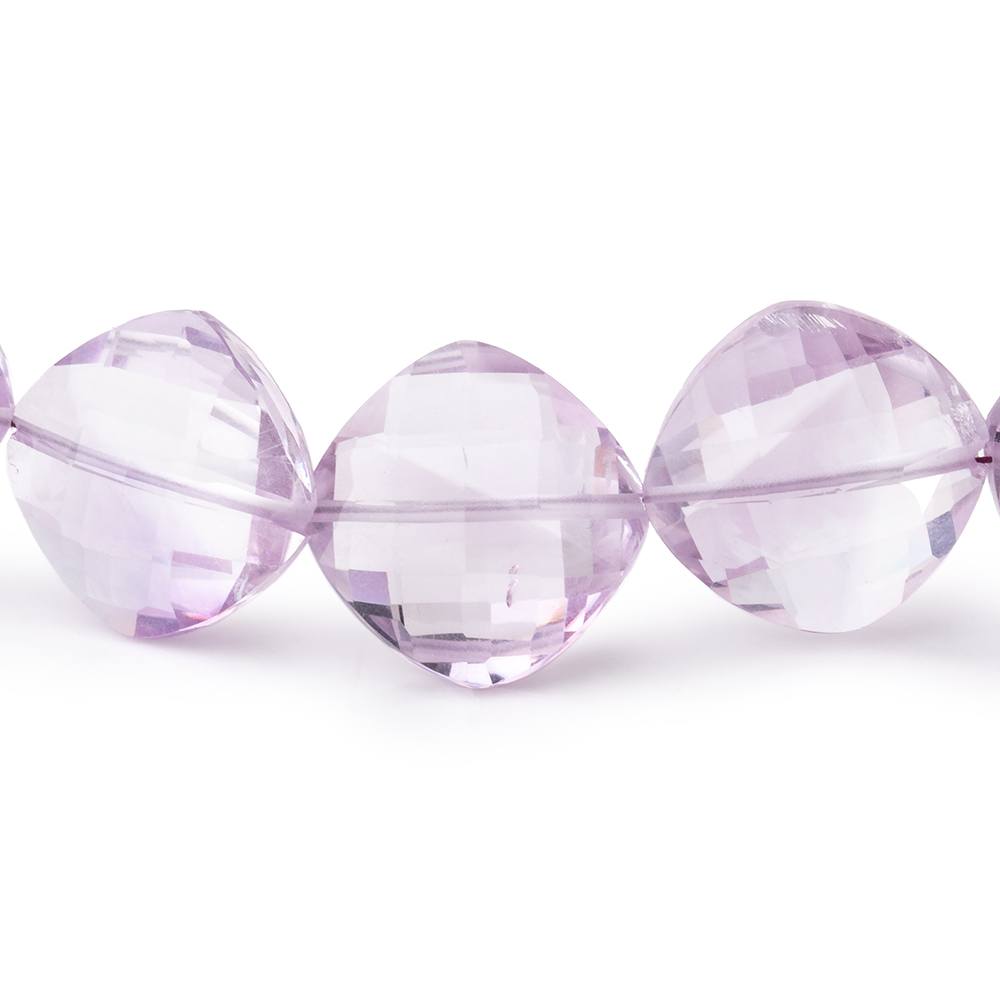 10-14.5mm Pink Amethyst Checkerboard Faceted Pillow Beads 16 inch 32 pieces (ONLINE ORDER ONLY)