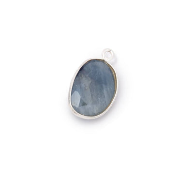 10-13mm .925 Silver Bezel Set Sapphire Faceted Freeform Pendant 1 piece (ONLINE ORDER ONLY)