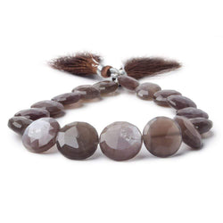 10-13mm Chocolate Moonstone faceted coin beads 8 inch 16 pieces (ONLINE ORDER ONLY)
