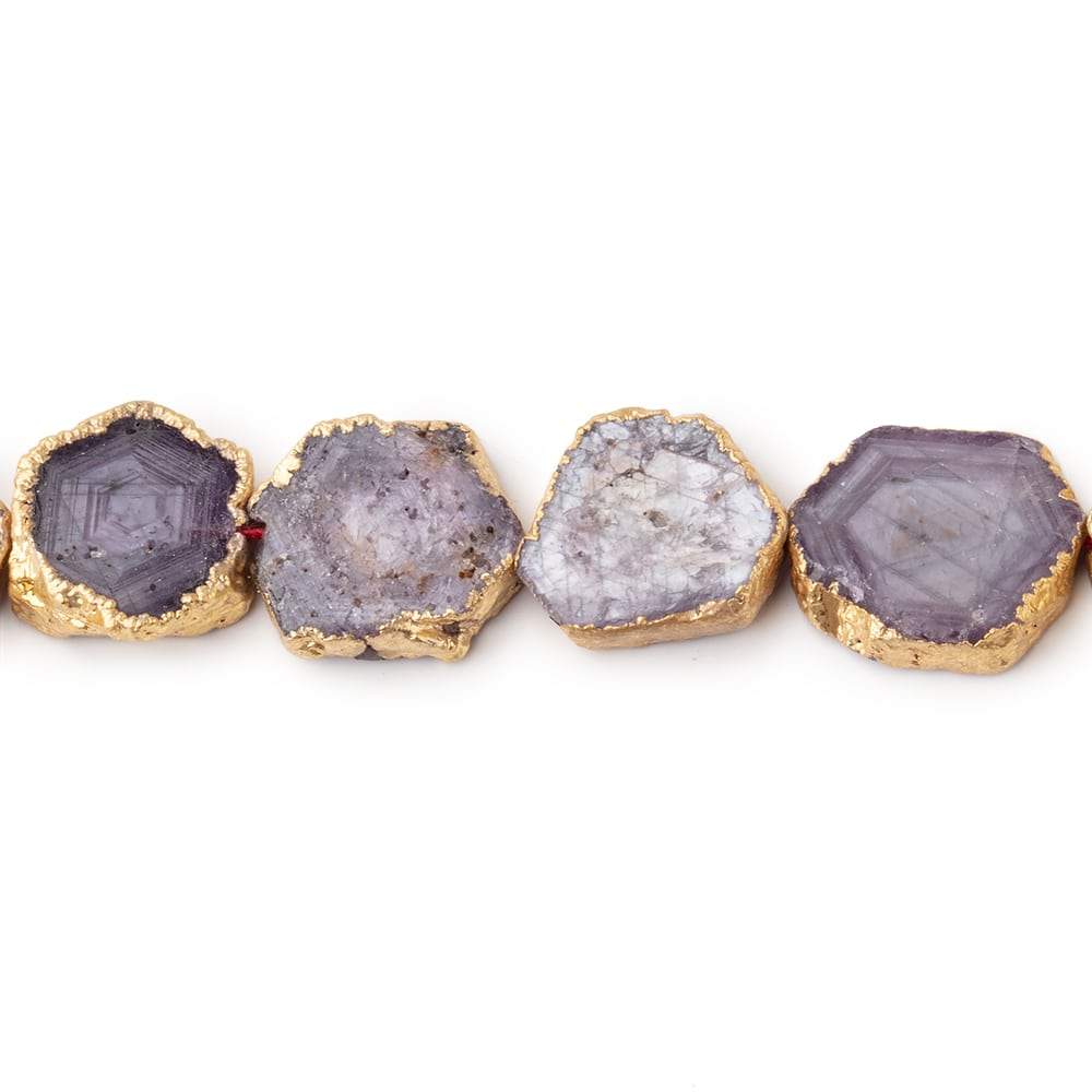 10-13mm Gold Leafed Corundum Slice Beads 14 inch 30 pieces (ONLINE ORDER ONLY)