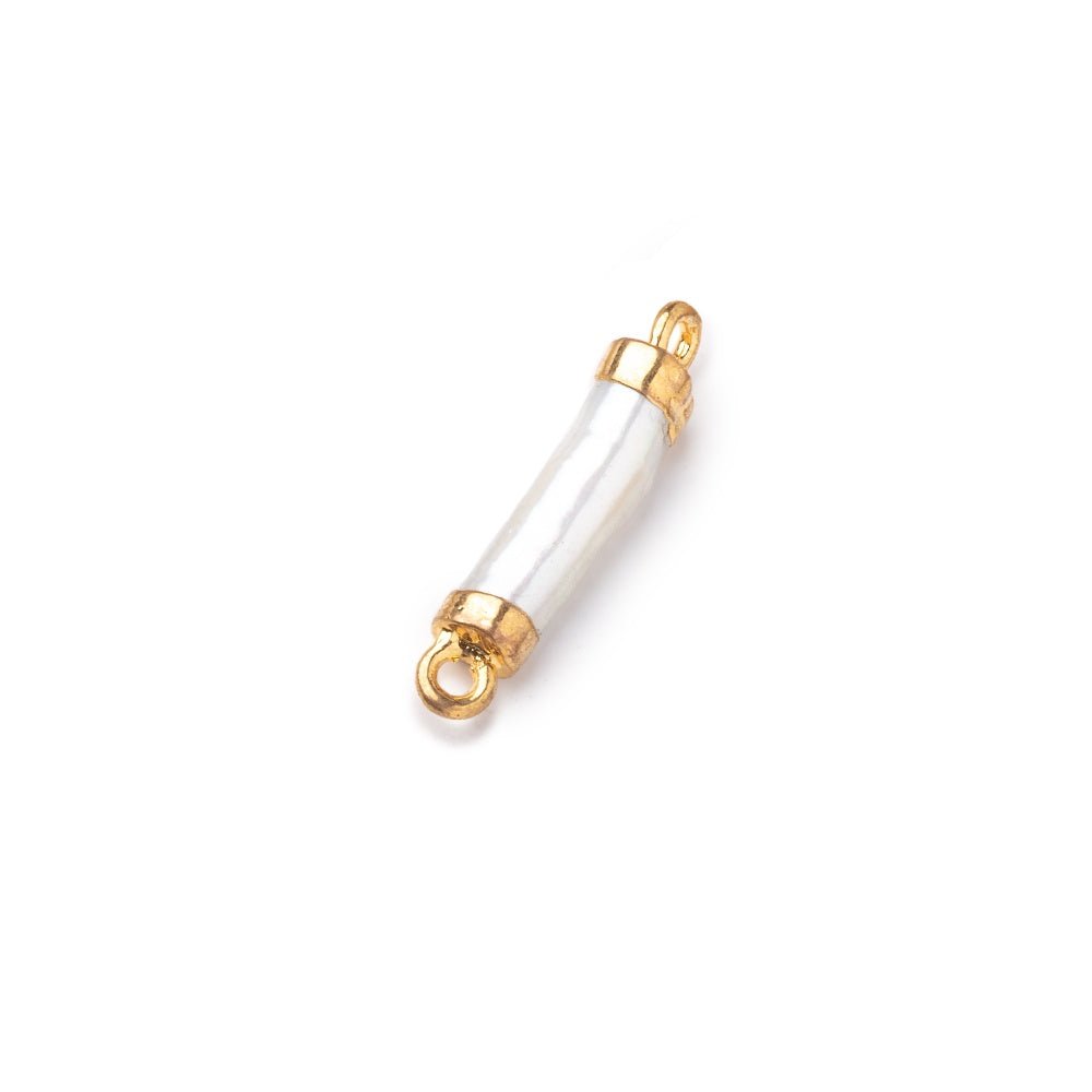 10-13mm Gold Leafed White Biwa Freshwater Pearl Connector 1 piece (ONLINE ORDER ONLY)