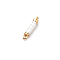 10-13mm Gold Leafed White Biwa Freshwater Pearl Connector 1 piece (ONLINE ORDER ONLY)