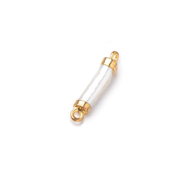 10-13mm Gold Leafed White Biwa Freshwater Pearl Connector 1 piece (ONLINE ORDER ONLY)