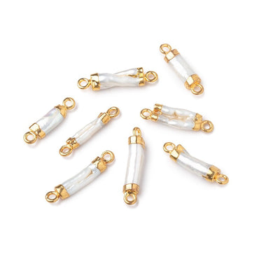 10-13mm Gold Leafed White Biwa Freshwater Pearl Connector 1 piece (ONLINE ORDER ONLY)