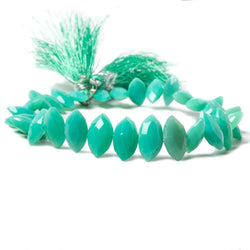10-13mm Mint Green Chalcedony Side Drilled Faceted Marquise Beads 8 inch 29 pcs (ONLINE ORDER ONLY)