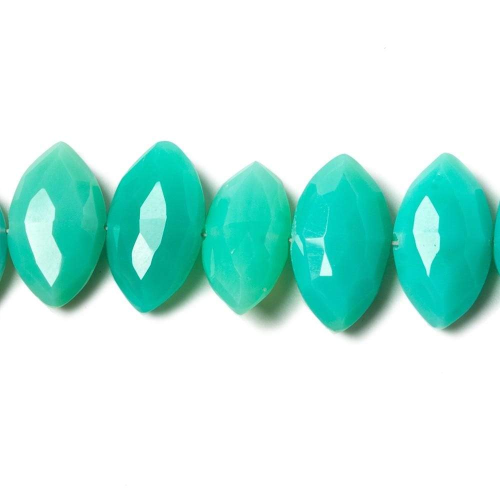 10-13mm Mint Green Chalcedony Side Drilled Faceted Marquise Beads 8 inch 29 pcs (ONLINE ORDER ONLY)