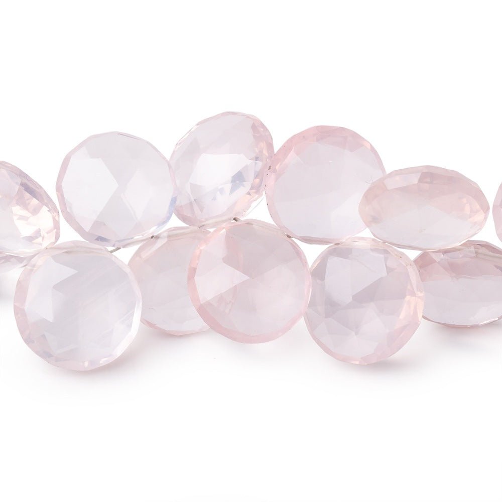 10-13mm Rose Quartz Top Drilled Faceted Coins 8.5 inch 40 Beads (ONLINE ORDER ONLY)