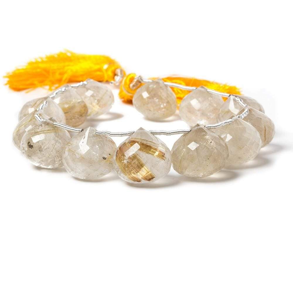 10-13mm Rutilated Quartz Faceted `Candy Kiss` 7 inch 13 pieces (ONLINE ORDER ONLY)