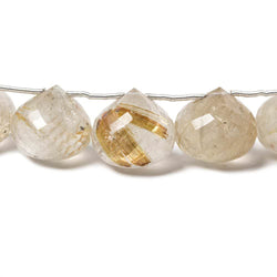 10-13mm Rutilated Quartz Faceted `Candy Kiss` 7 inch 13 pieces (ONLINE ORDER ONLY)