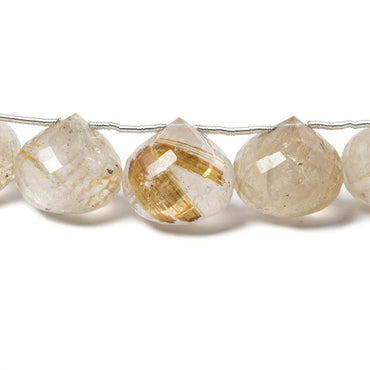 10-13mm Rutilated Quartz Faceted `Candy Kiss` 7 inch 13 pieces (ONLINE ORDER ONLY)