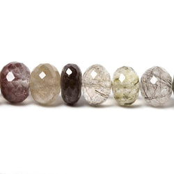 10-13mm Sagenetic Quartz Faceted Rondelle 8 inch 28 pieces (ONLINE ORDER ONLY)