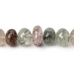 10-13mm Sagenetic Quartz Faceted Rondelle 8 inch 28 pieces (ONLINE ORDER ONLY)