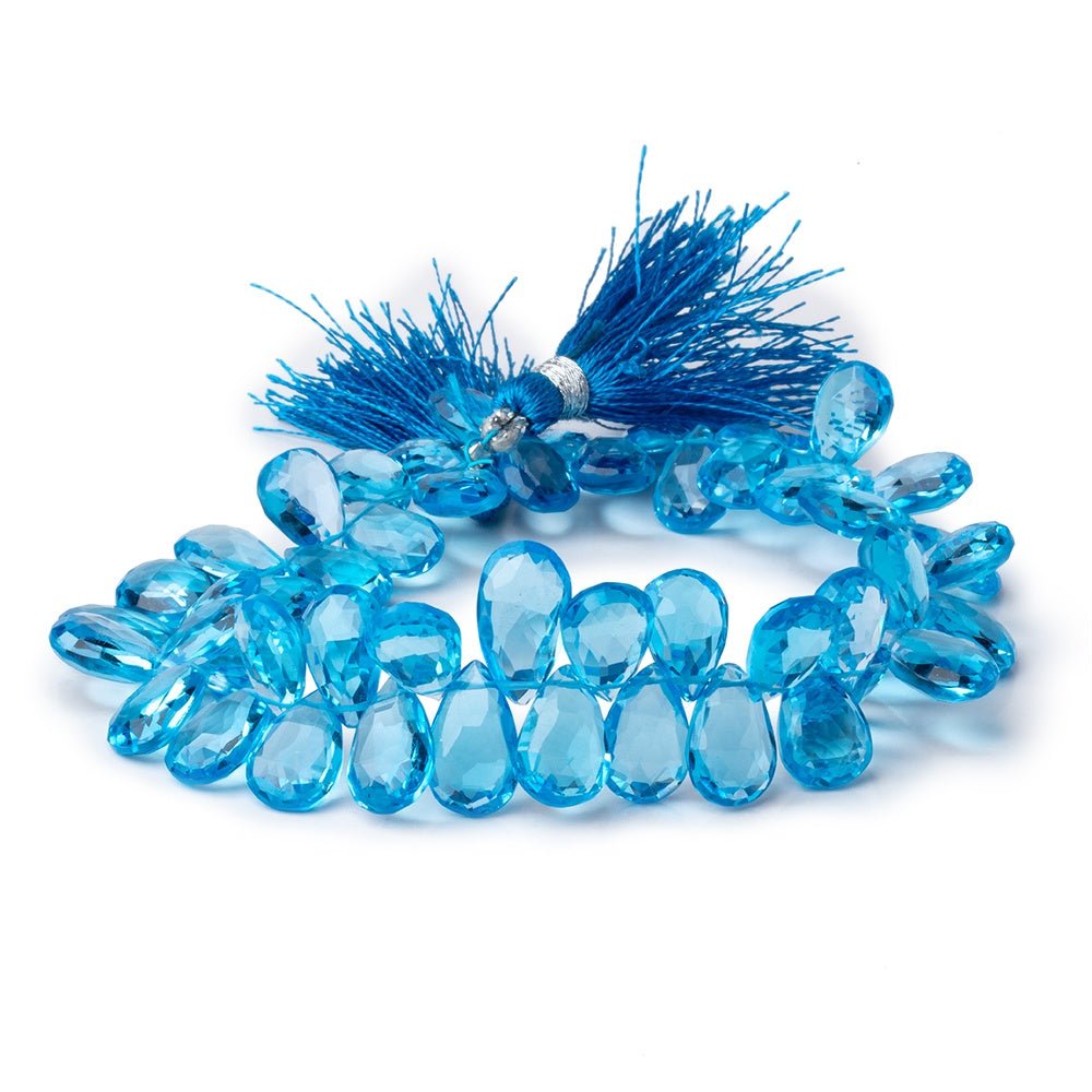 10-13mm Swiss Blue Topaz Faceted Pear Beads 8 inch 54 pieces AAA (ONLINE ORDER ONLY)