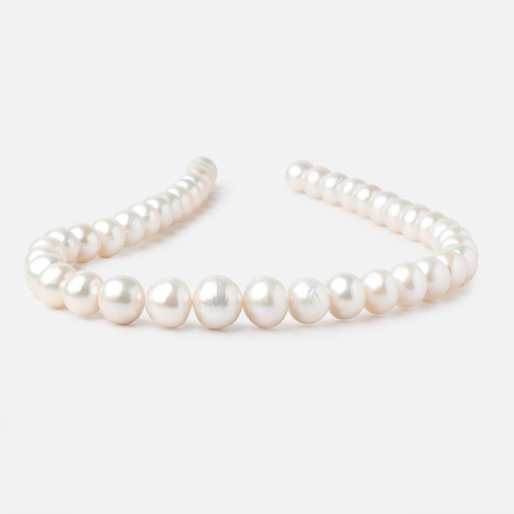 10-13mm White Off Round Freshwater Pearls 16 inch 38 Beads AA (ONLINE ORDER ONLY)