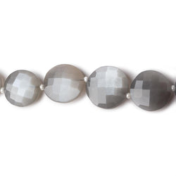 10-14.5mm Platinum Grey Moonstone faceted coin beads 16 inch 35 pieces AA Grade (ONLINE ORDER ONLY)