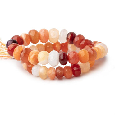 10-14mm Mexican Fire Opal faceted rondelle beads 14 in. 49 pieces AA Quality (ONLINE ORDER ONLY)