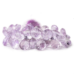 10-14mm Pink Amethyst Concave Faceted heart Beads 8 inch 46 pieces AAA (ONLINE ORDER ONLY)