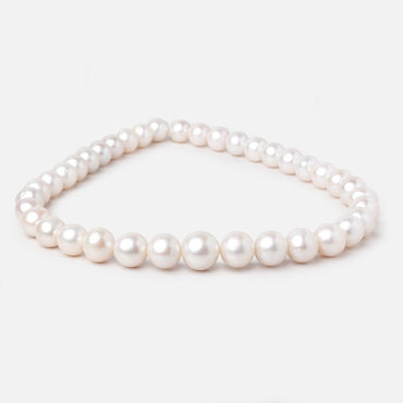 10-14mm White Off Round Freshwater Pearls 16 inch 38 Beads AA (ONLINE ORDER ONLY)