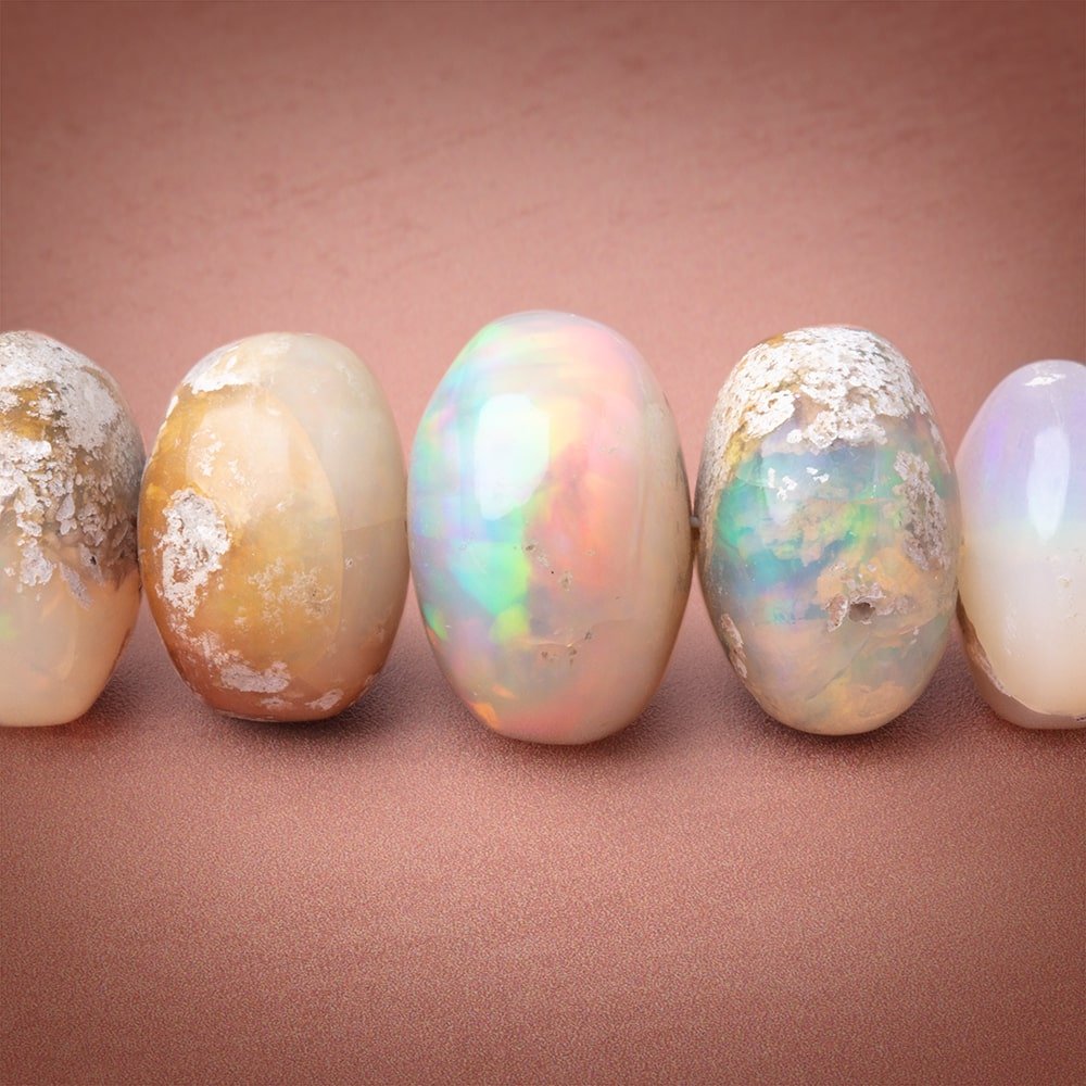 10-15mm Ethiopian Opal with Matrix Plain Rondelle Beads 20 inch 65 pieces AA (ONLINE ORDER ONLY)