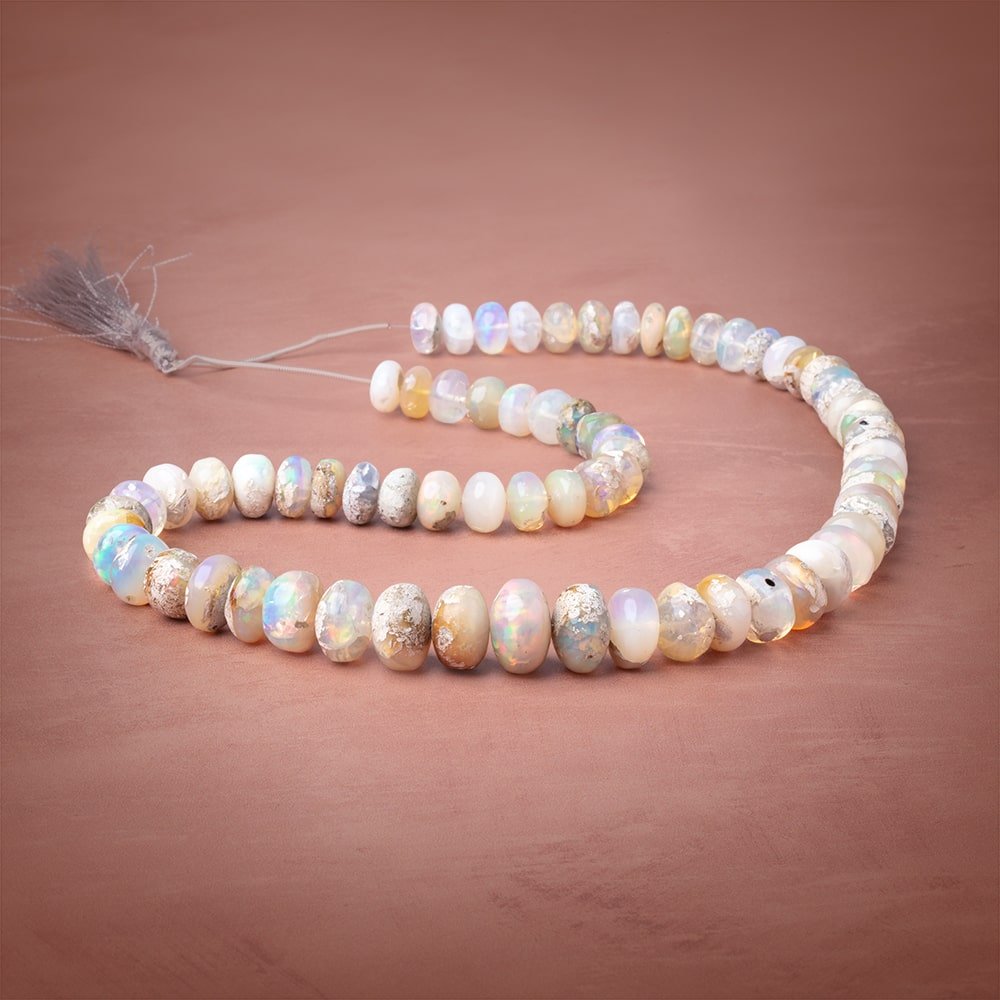 10-15mm Ethiopian Opal with Matrix Plain Rondelle Beads 20 inch 65 pieces AA (ONLINE ORDER ONLY)