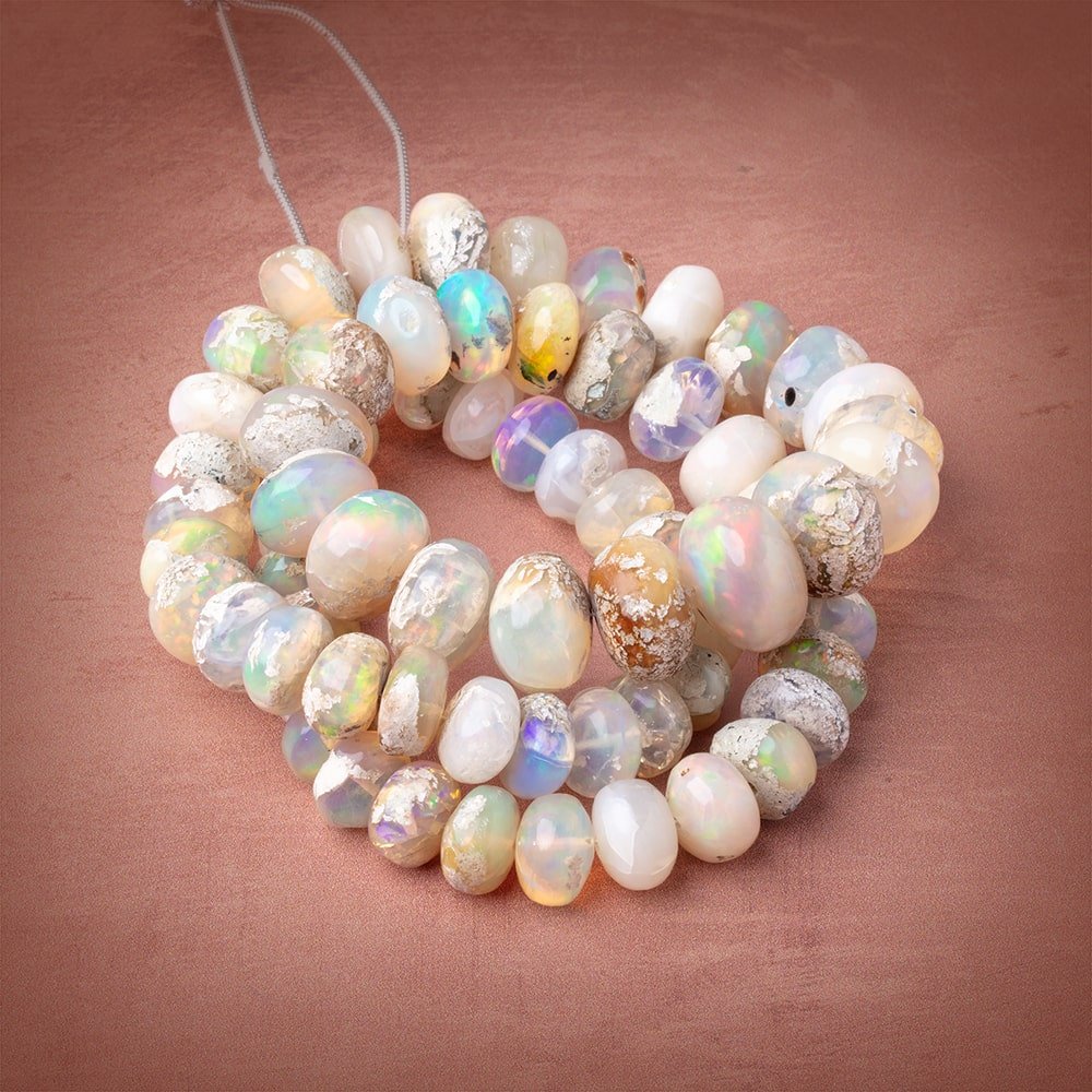 10-15mm Ethiopian Opal with Matrix Plain Rondelle Beads 20 inch 65 pieces AA (ONLINE ORDER ONLY)