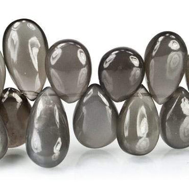 10-15mm Platinum Grey Moonstone Plain Pear Beads, AA Grade 46 pcs (ONLINE ORDER ONLY)