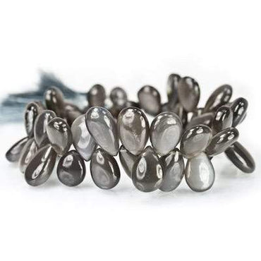 10-15mm Platinum Grey Moonstone Plain Pear Beads, AA Grade 46 pcs (ONLINE ORDER ONLY)