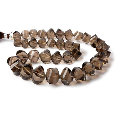 10-15mm Smoky Quartz Faceted Twist Beads 17 inch 37 pieces (ONLINE ORDER ONLY)