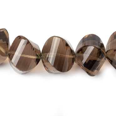 10-15mm Smoky Quartz Faceted Twist Beads 17 inch 37 pieces (ONLINE ORDER ONLY)