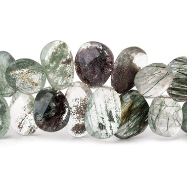 10-16mm Moss & Tourmalinated Quartz Faceted Free Shape 8 inch 41 Beads (ONLINE ORDER ONLY)