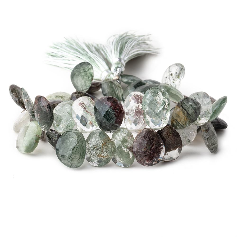 10-16mm Moss & Tourmalinated Quartz Faceted Free Shape 8 inch 41 Beads (ONLINE ORDER ONLY)