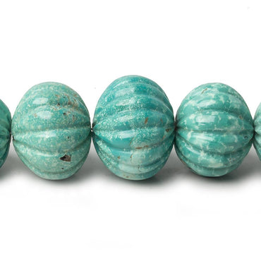10-17mm Turquoise carved melon rondelle beads 18 inch 46 pieces (ONLINE ORDER ONLY)