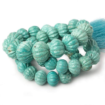 10-17mm Turquoise carved melon rondelle beads 18 inch 46 pieces (ONLINE ORDER ONLY)
