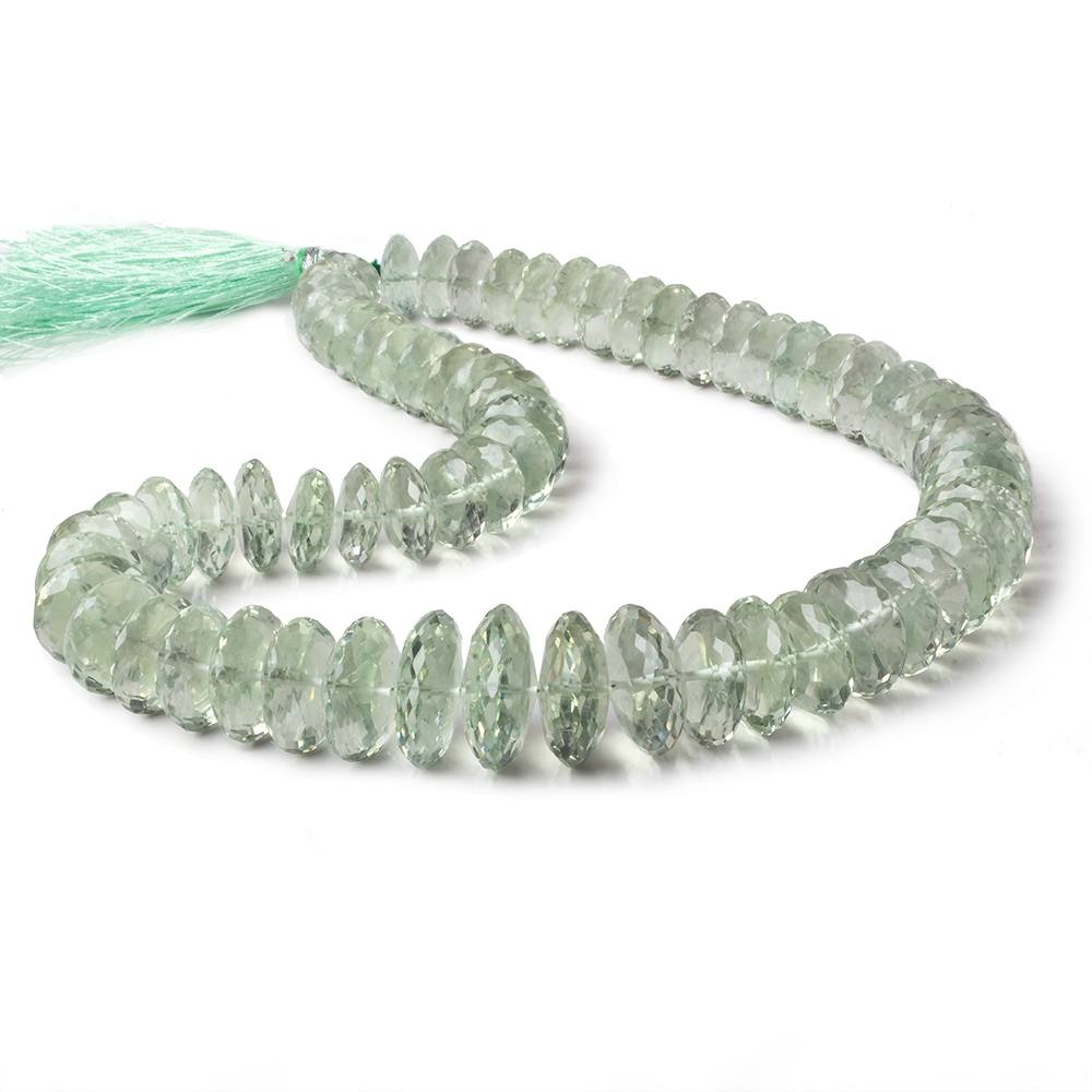 10-19mm Prasiolite (Green Amethyst) German faceted rondelles 16 inch 68 beads AAA (ONLINE ORDER ONLY)