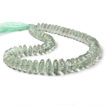 10-19mm Prasiolite (Green Amethyst) German faceted rondelles 16 inch 68 beads AAA (ONLINE ORDER ONLY)