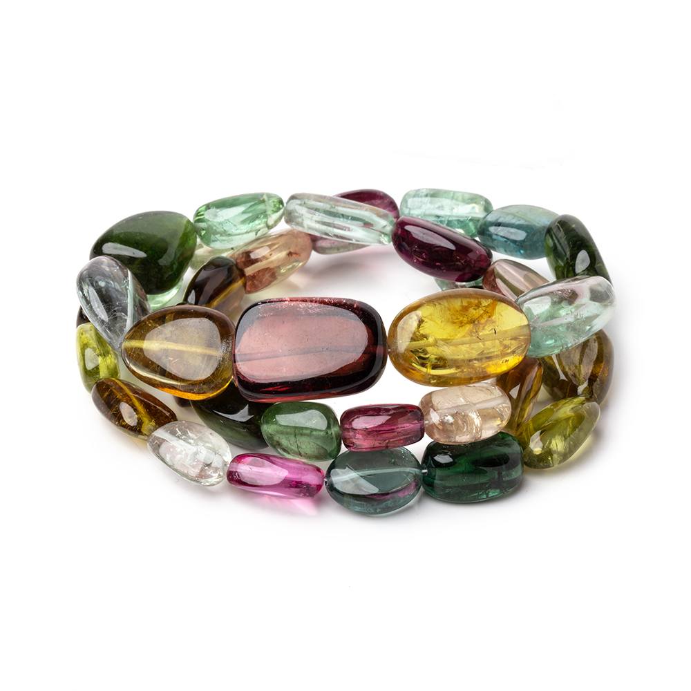 10-20mm Multi Color Tourmaline Plain Nugget Beads 20 inch 37 pieces AAA (ONLINE ORDER ONLY)