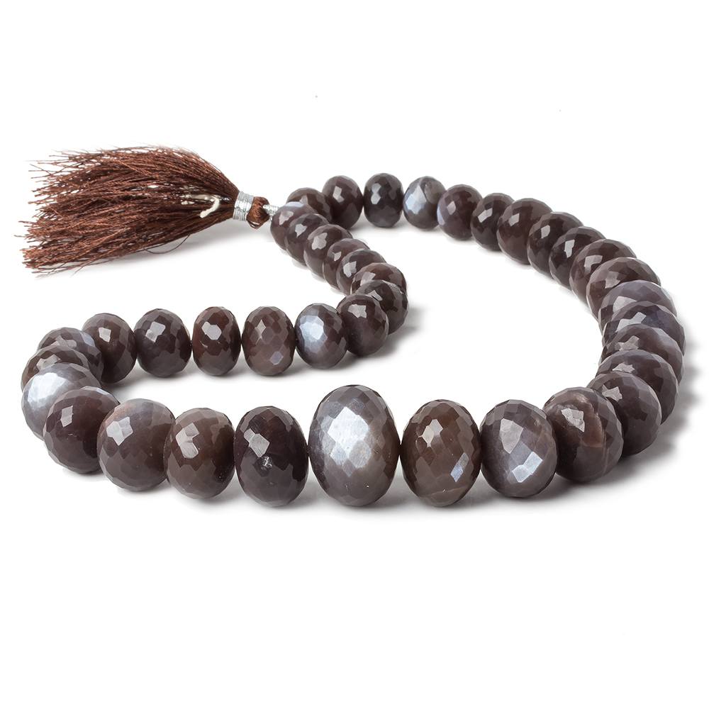 10-24mm Chocolate Brown Moonstone faceted rondelle beads 16 inch 39 pieces (ONLINE ORDER ONLY)