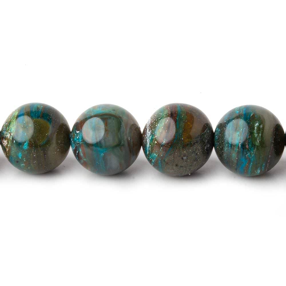 10 Blue Peruvian Opal ( Opalina ) plain round beads 16 inch 41 pieces AA (ONLINE ORDER ONLY)