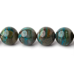 10 Blue Peruvian Opal ( Opalina ) plain round beads 16 inch 41 pieces AA (ONLINE ORDER ONLY)