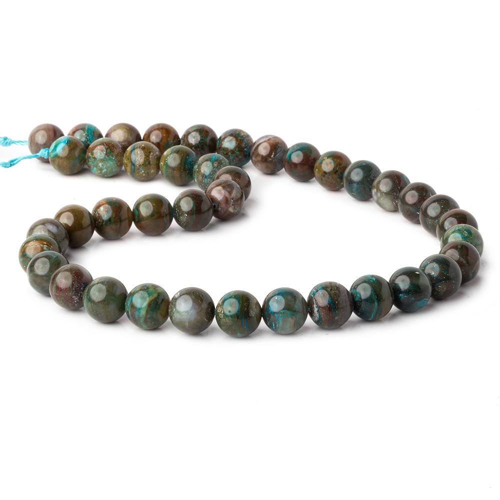 10 Blue Peruvian Opal ( Opalina ) plain round beads 16 inch 41 pieces AA (ONLINE ORDER ONLY)