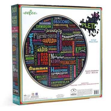 100 Great Words 500 Piece Round Jigsaw Puzzle eeBoo (ONLINE ORDER ONLY)