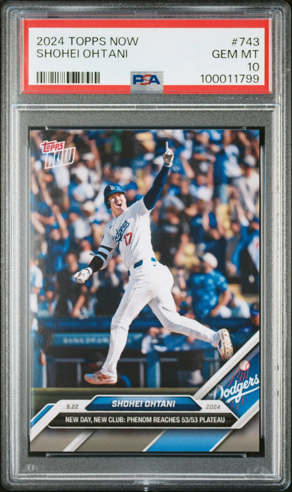 Graded 2024 Topps Now Shohei Ohtani #743 New Day, New Club Phenom Reaches 53/53 Plateau Baseball Card PSA 10 Gem Mint (ONLINE ORDER ONLY)