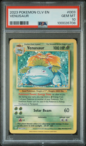 Graded 2023 PKM CLV EN Venusaur & Lugia Ex Deck #003 Venusaur Trading Card Game PSA 10 Gem Mint (ONLINE ORDER ONLY)
