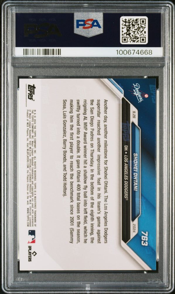 Graded 2024 Topps Now Shohei Ohtani #763 1st to Reach 400 Total Bases in Season Since 2001 Baseball Card PSA 10 Gem Mint (ONLINE ORDER ONLY)