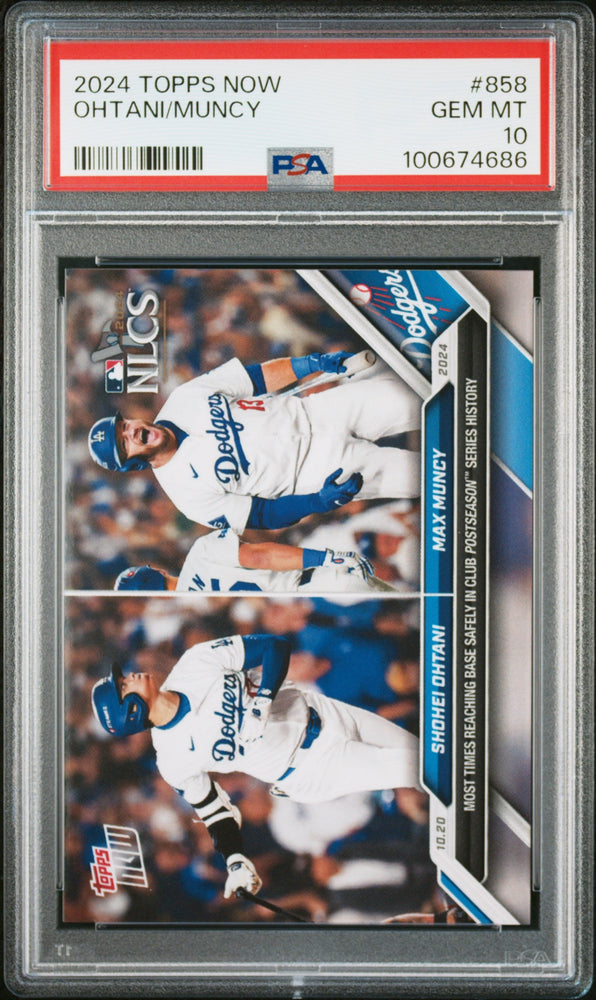 Graded 2024 Topps Now Shohei Ohtani Max Muncy #858 Baseball Card PSA 10 Gem Mint (ONLINE ORDER ONLY)