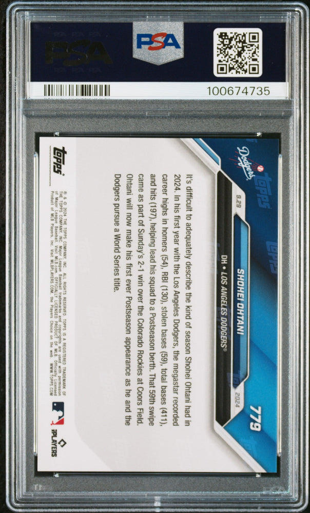 Graded 2024 Topps Now Shohei Ohtani #779 Baseball Card PSA 10 Gem Mint (ONLINE ORDER ONLY)